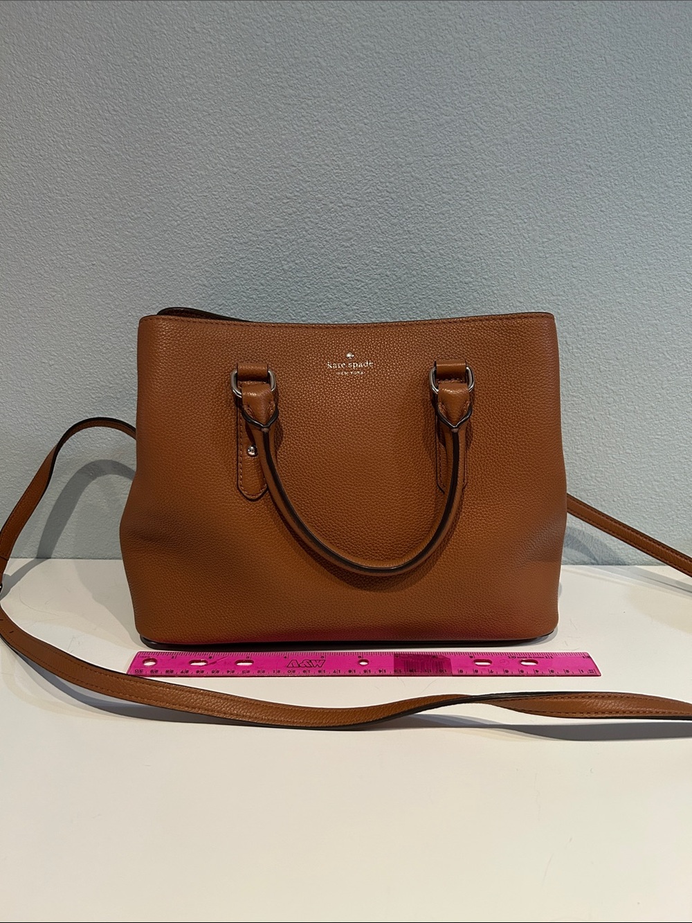 kate spade Tan Pebbled Leather Satchel with Crossbody Strap*